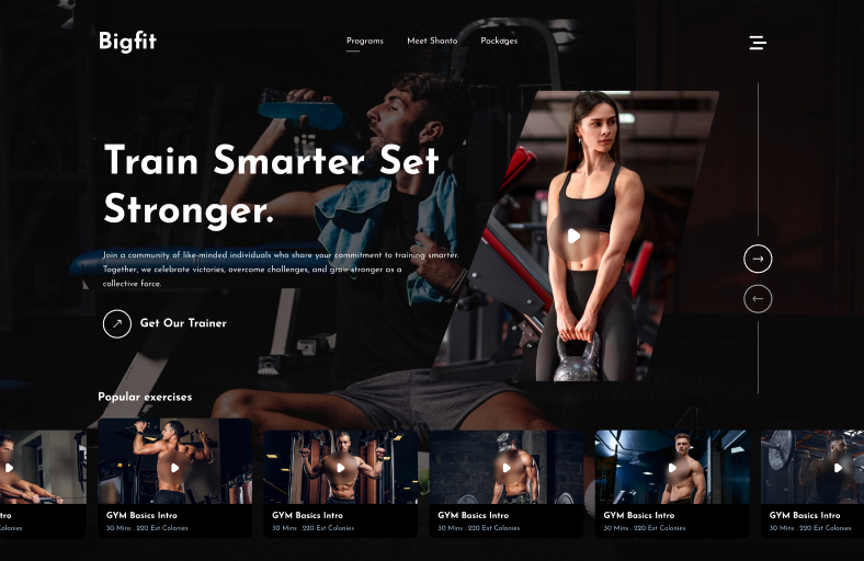 Gym Hero Section 3d branding graphic design gym website hero logo motion graphics ui website