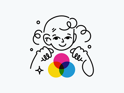 Color Mixing Linear Vector Illustration app branding color mixing girl graphic design illustration linear rainbow ui vector