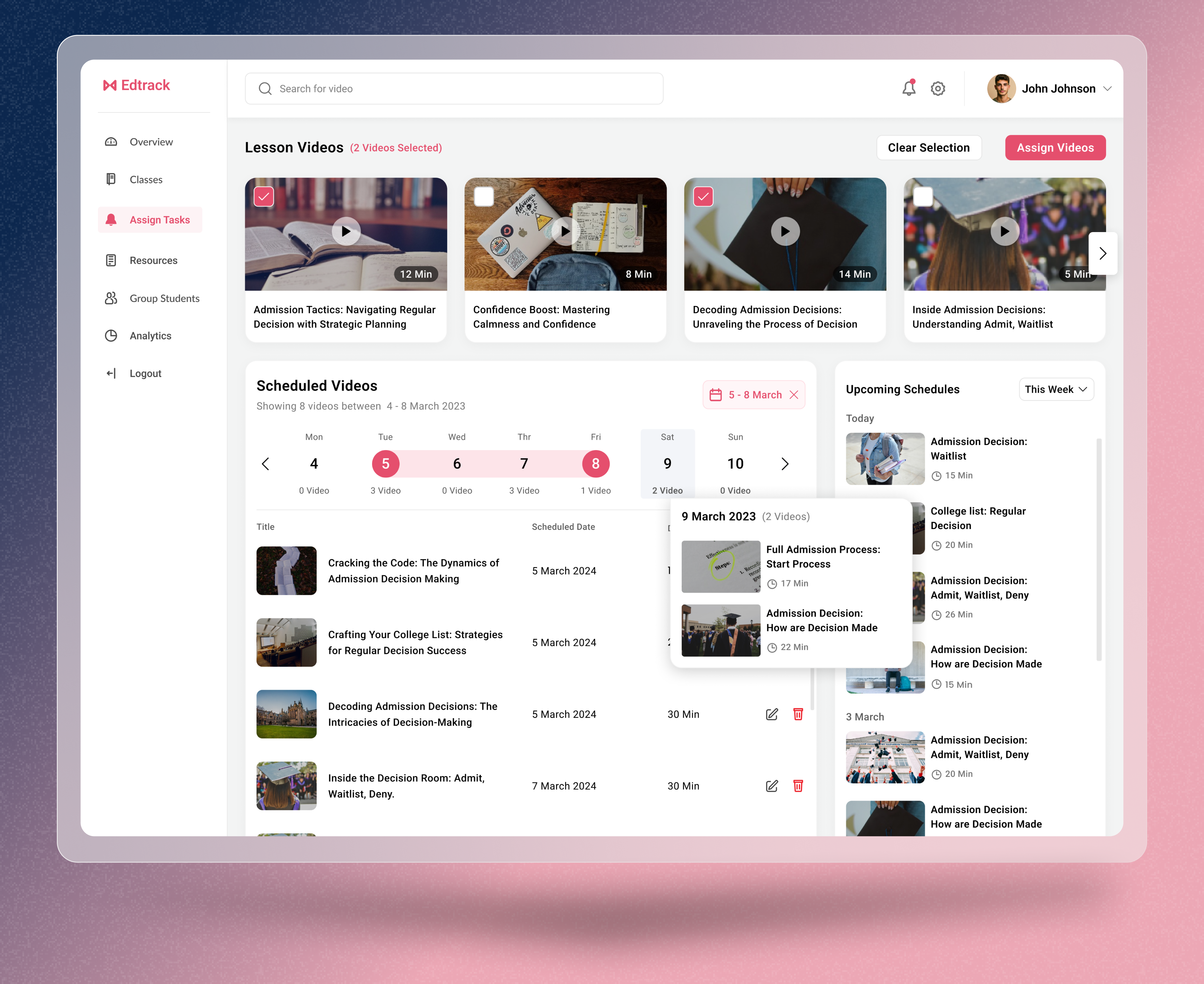 Edtrack- Track all your lessons at one place 3d animation branding course lessons courses dailyui dashboard design education education dashboard figma graphic design illustration logo motion graphics schedule school ui ux vector