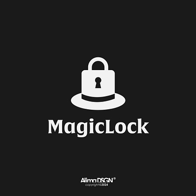Magic Lock Logo blackwhite hat key keyhole lock lockkey logo logodesign magic magichat modern simple unique