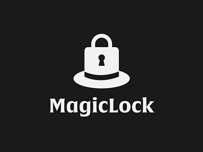 Magic Lock Logo blackwhite hat key keyhole lock lockkey logo logodesign magic magichat modern simple unique