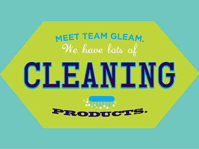 Meet team gleam. We have lots cleaning products.