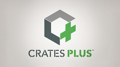 Crates Plus logo box branding crate graphic design logo shipping