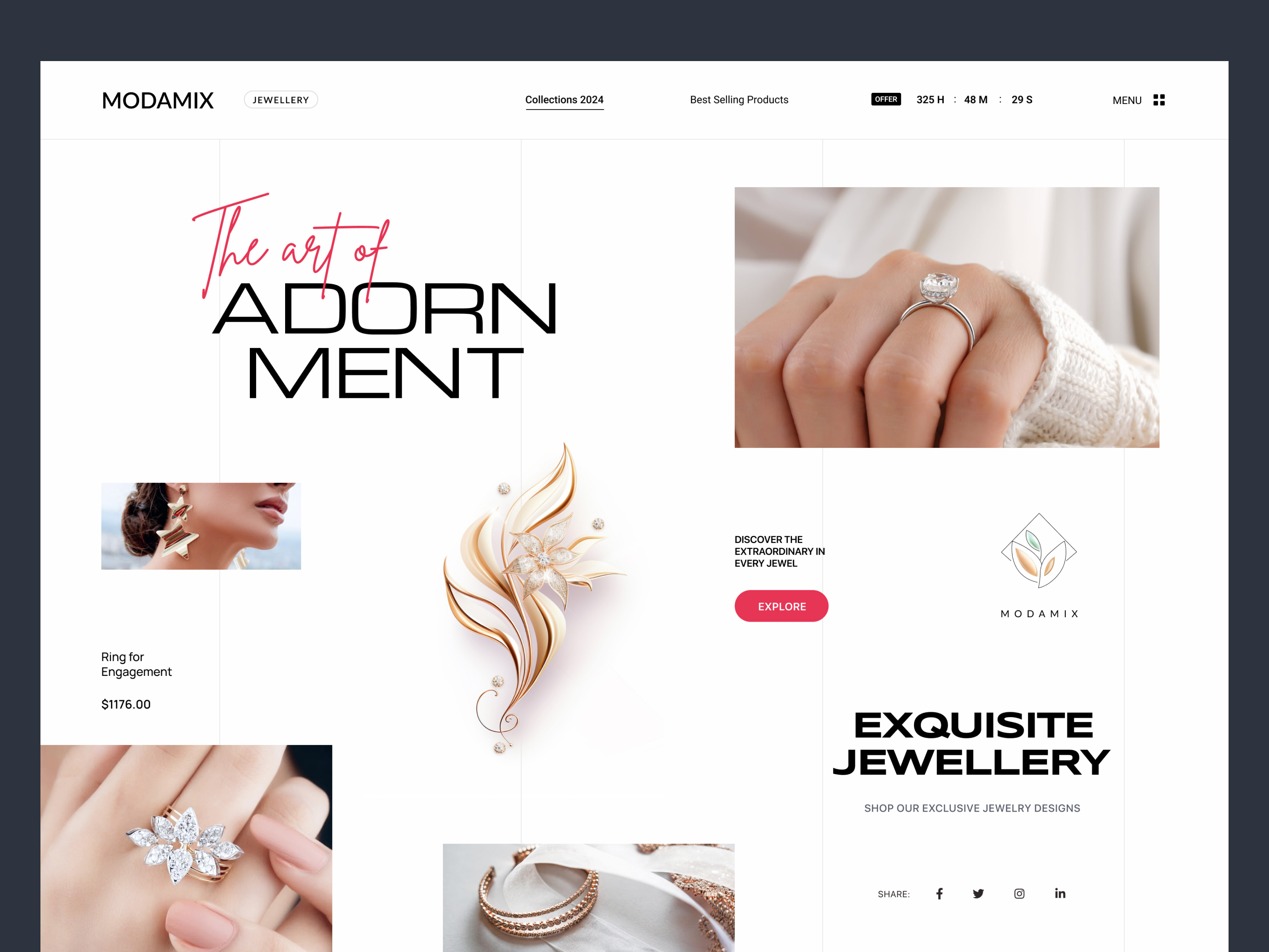 Jewellery Shop Website animation branding cart chain gold graphic design jewellery jewellery shop logo ring shop ui website wedding