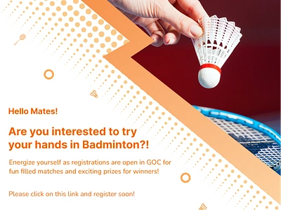 ShuttleSplash: The Badminton Mailer ui ux