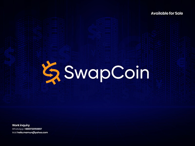SwapCoin - letter S bitcoin, crypto logo bitcoint logo blockchain branding crypto logo fintech letter mark letter s logo logo logo design modern logo swapcoin