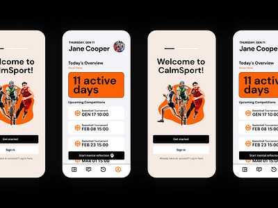 Calm Sport app bright color fitness app ui ux