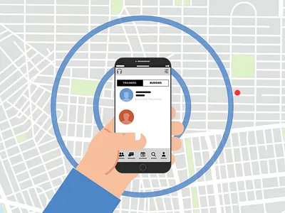 Find my Trainer animation branding design design inspiration explainer video find flat design fresh design illustration inspiration location map phone searching ui