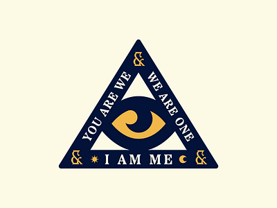 Triangle Badge - IME Consulting astrology blackletter branding cream eye eyeball gothic graphic design illuminati illustration iris knight medieval merchandise navy gold night time skeleton key spooky sticker zodiac