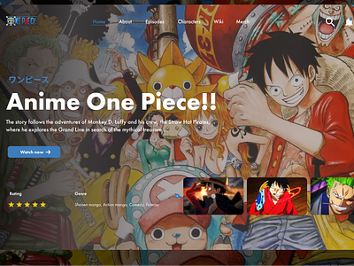 Day3-Anime landing page landingpage moderndesign onepiece ui