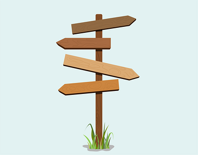 A casual sign board with tilted arrows board design digital art digital illustration directional graphics grass guide illustration nature plant sign post tree vector vector illustration wood wood texture wooden wooden board