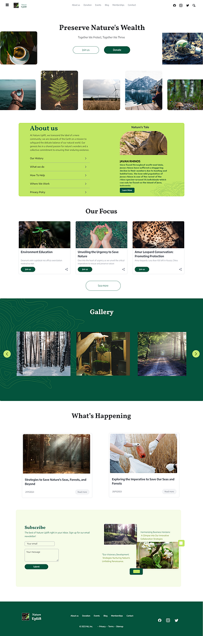 Nature Uplift design homepage nature ui website