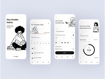 Habit tracking app graphic design illustration mobile mobile design ui ux