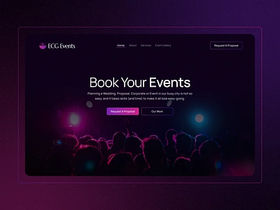 ECG Events Organizers - UI UX Landing Page Website Redesign brand website clean design conference conference website event event app event app design event branding event landing page event ui design event web design event website landing page music website saas landing page ticket tickets ui design ui ux design website concept