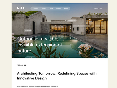 Misa Architecture - Landing Page Concept abstract adobe xd app design architecture asthetic concept dailyuichallenge design figma illustrator landing pages landingpages minimal minimalist design ui ui design uiux webdesign website white