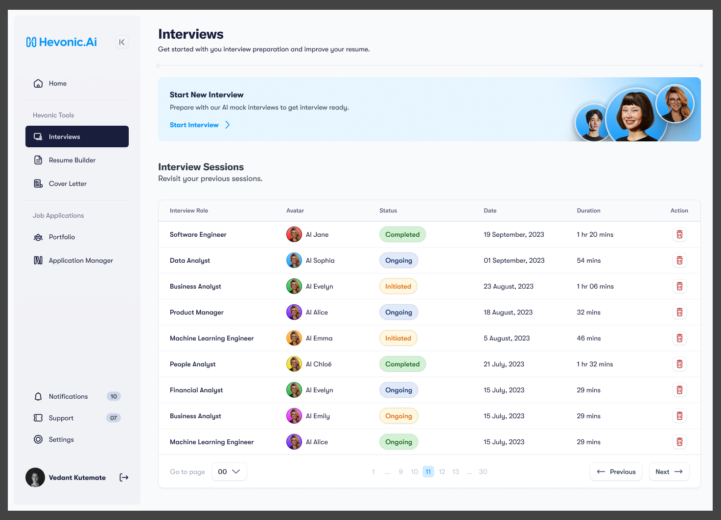 Interview Dashboard branding design graphic design ux visual design website design