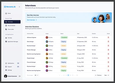 Interview Dashboard branding design graphic design ux visual design website design