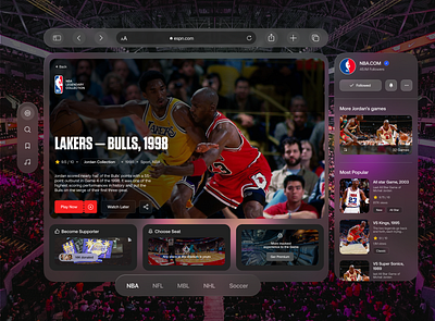 ESPN — Apple Vision Pro Interface arvr basketball broadcasting concept espn concept interface nba smart tv sport ui ux vision pro