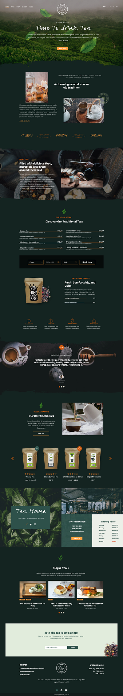 Tea-Shop-Main-page typography