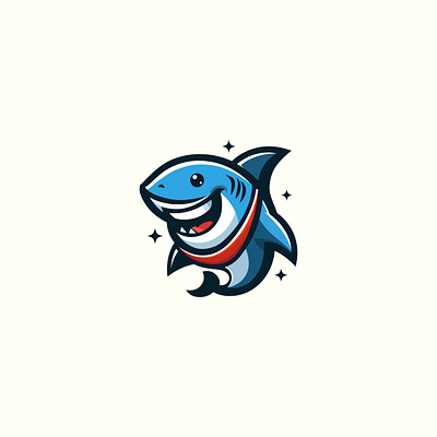 Happy Shark Logo app branding character cute design fish funny game graphic design happy illustration logo mascot ocean shark studio vector