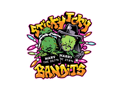 Sticky Icky Bandits 420 christmas embroidery graffiti illustration rappers snoop tupac typography weed