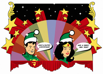 Super Christmas christmas comics dc comics design digital art geek geeky geeky design illustration illustration art illustrator ilustracion lud0 lud089 mashup mashup illustration new year super man superhero wonder woman