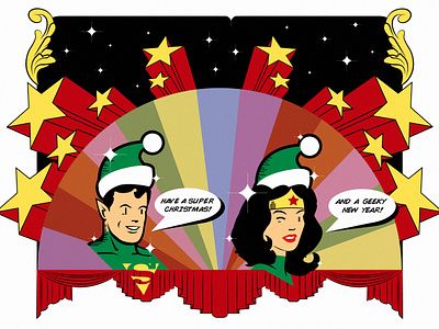 Super Christmas christmas comics dc comics design digital art geek geeky geeky design illustration illustration art illustrator ilustracion lud0 lud089 mashup mashup illustration new year super man superhero wonder woman