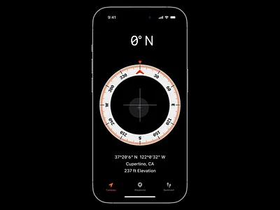 iOS Compass - Redesign altitude apple apple watch back track compass figma ios iphone map menu mobile app navigation prototype redesign ring rotation ui ux way points
