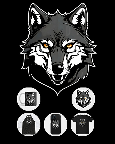 Black wolf, dark theme anime art branding cup design event poster graphic design illustration layout design logo mug oo4 graphics phone cover pin poster design t shir tees ui wolf