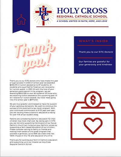 Holy Cross Regional Catholic School Newsletter canva design graphic design newsletter typography
