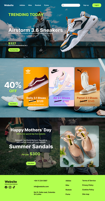 Shoe Store Landing Page graphic design ui ux webdesign