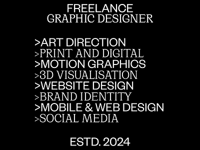 Freelance Designer Services 3d animation branding design graphic design illustration logo motion graphics ui vector