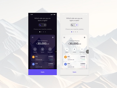 Reskin for wallet. Dark and white variants design ui ux