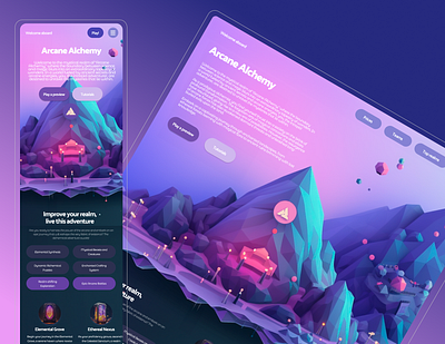 Arcane Alchemy (Game design Landing page) desktop game design gamer gaming illustration interface landing page metaverse mobile ui ux