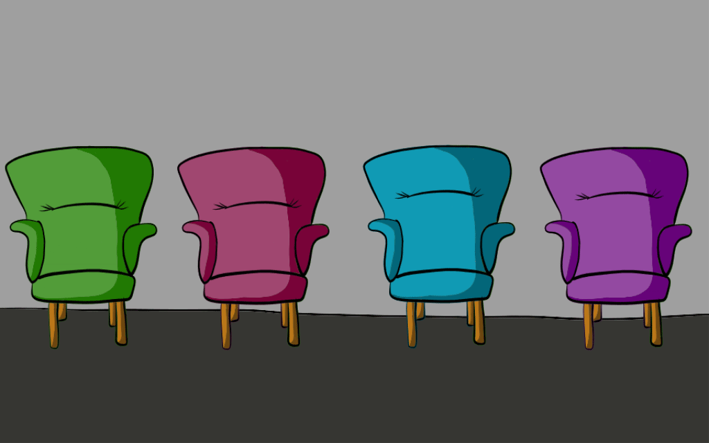 Blinking Chairs animation art branding design fun graphic design illustration logo typography vector weird