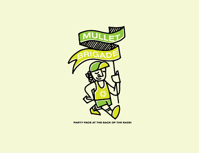 mullet brigade branding character design flag graphic design icon illustration logo mascot mullet pacer party runner texture vector