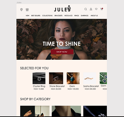 JULES a jewelry website for easy shopping What a Time to Shine branding design logo mobile designer productdesigner uidesigner uiux uxdesigner website designer