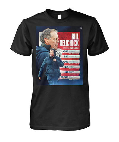 Bill Belichick Career As Head Coach New England Shirt bill belichick new england patriots six super bowl titles