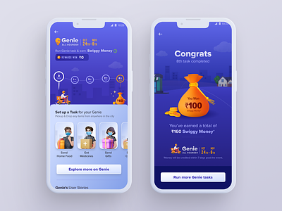 Genie All Rounder behance design dribble loyality program mobile game rewards swiggy ui uidesign userinterface ux webdesign