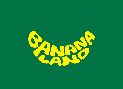 Banana Land-Logo banana fruit fun green happy logo logotype positive rebrand smile yellow