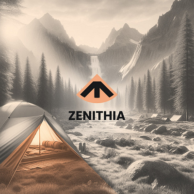 Zenithia Logo Design black blue brand design branding dark font graphic design logo orange outdoor photomontage story tent ui web web design web hero shot yellow