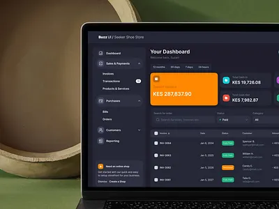 Invoice Dashboard bills customer dashboard invoice orders payments sales sas shop transactions ui