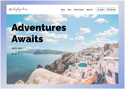 Landing page adventure art branding dailyui design greece hero banner hero page landing page logo tours travel traveler ui