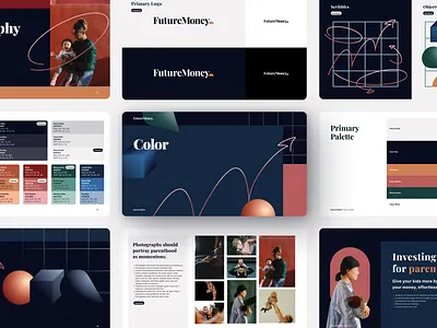 FutureMoney Brand Guide Shot brand branding color deck future graphic design guide guidelines kids logo money photography presentation ui