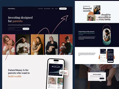 FutureMoney Website shot brand branding fintech future graphic design invest investing kids logo money ui web website