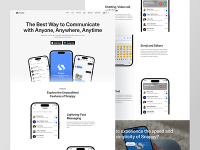 Snappy - Details Apps Page chat chatting communication community conversation detail details page features features page group landing page message message app messaging personal message web web design web page web site website