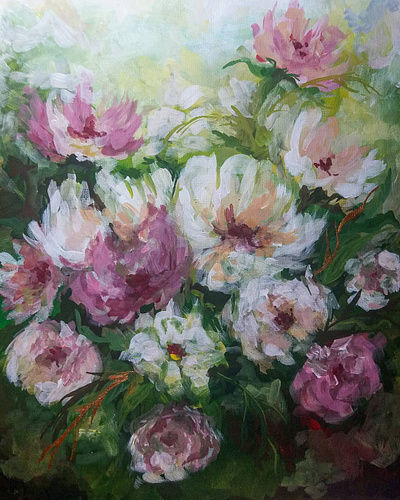 Paeonia artwork gouache illustration oil oil painting painting sketch traditional art
