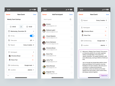 Add Event - Smart Calendar AI Integrated Mobile App 📆 add event ai calendar ai generated ai integrated app app design artificial intelligence calendar clean design event mobile app product design smart calendar to do ui uidesign uiux ux uxdesign