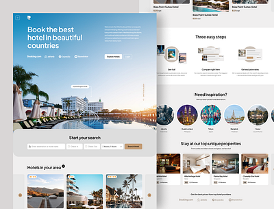 Hotel Booking - Landing Page Webiste booking card clean design hotel hotel booking hotel website leding page maps minimalist search stylist travel trip ui ui ux uiux ux website website lending page