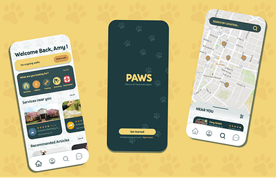 PAWS–a dog walking app case study app design ui ux